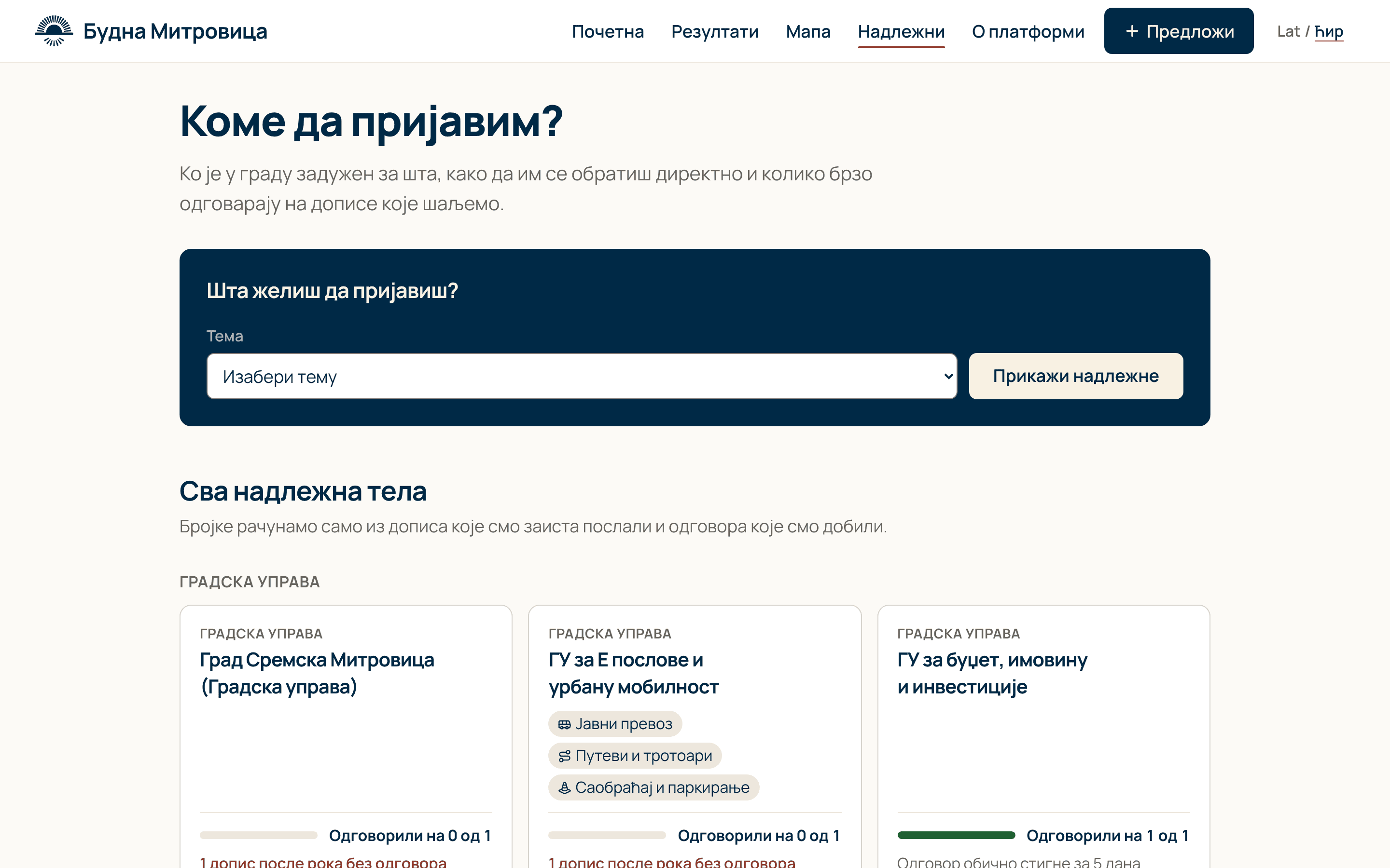 Надлежне службе и колико брзо одговарају